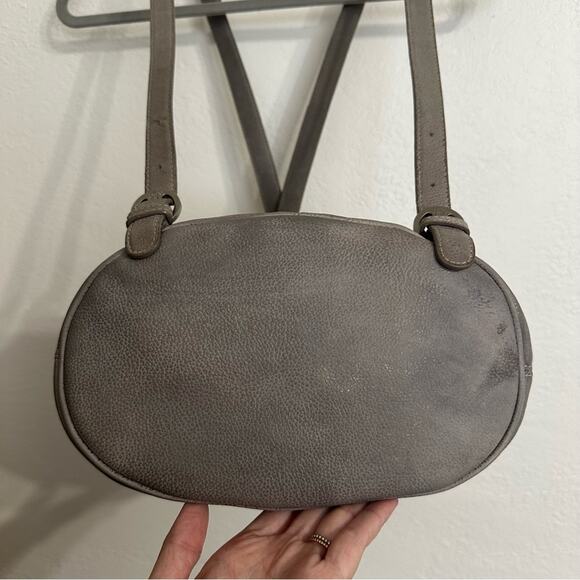 Vintage 90s Jones NY Triangle Leather Backpack Rock Stone Gray Convertible Bag main image 12
